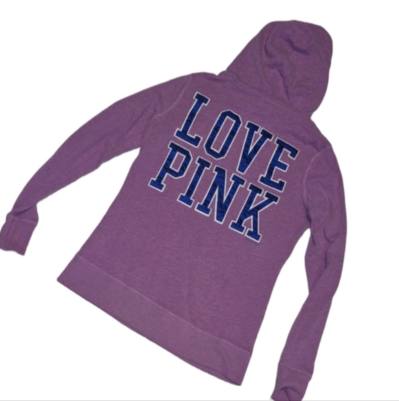 Victoria's Secret Tops - 💜 Y2K VINTAGE PINK Victoria's Secret Zip-Up Hoodie Small💜